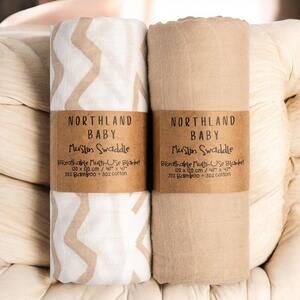 Muslin Swaddle Blanket, Receiving Blanket, 47" x 47" Blanket, 2 Pack